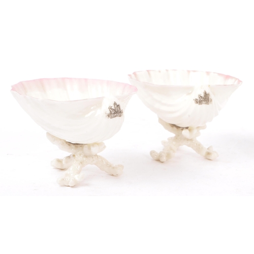 158 - Royal Worcester - A collection of porcelain china table salts in the form of shells together with Ir... 