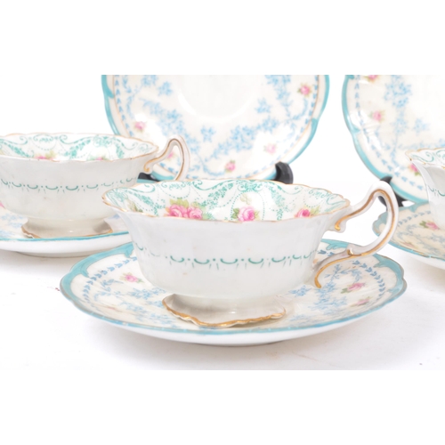 16 - Royal Doulton - Three early 20th century Royal Doulton bone china teacup and saucers. Each having wh... 