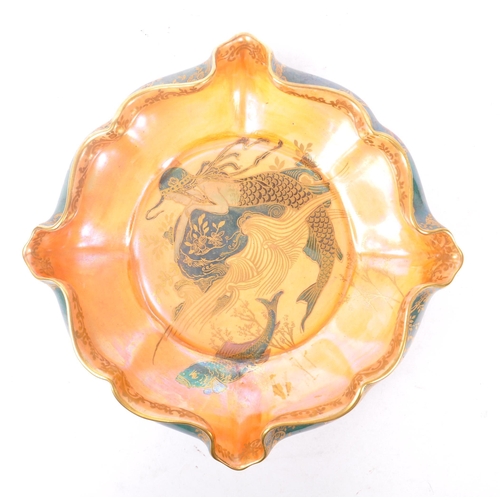 163 - Crown Devon - Fielding's Lustrine lustre dish / bowl having mermaid decoration, lustre polychrome de... 