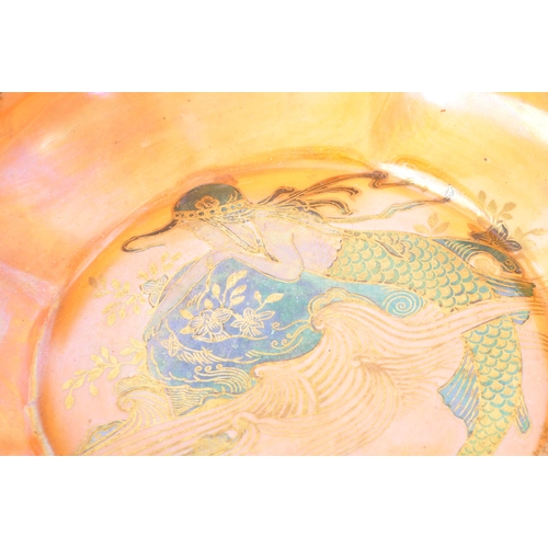 163 - Crown Devon - Fielding's Lustrine lustre dish / bowl having mermaid decoration, lustre polychrome de... 