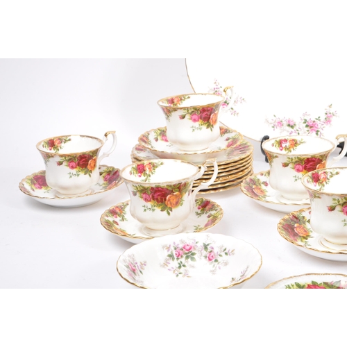 17 - Royal Albert - A 20th Century bone china porcelain tea service to include Old Country Roses pattern ... 