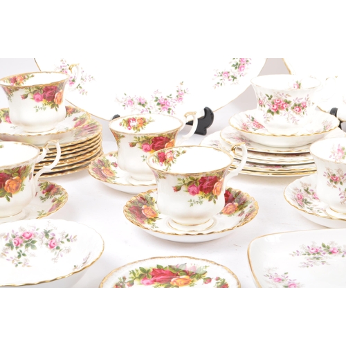 17 - Royal Albert - A 20th Century bone china porcelain tea service to include Old Country Roses pattern ... 