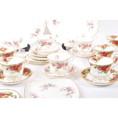 17 - Royal Albert - A 20th Century bone china porcelain tea service to include Old Country Roses pattern ... 