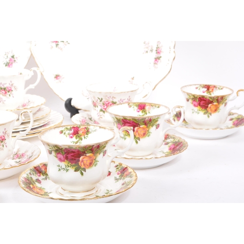 17 - Royal Albert - A 20th Century bone china porcelain tea service to include Old Country Roses pattern ... 