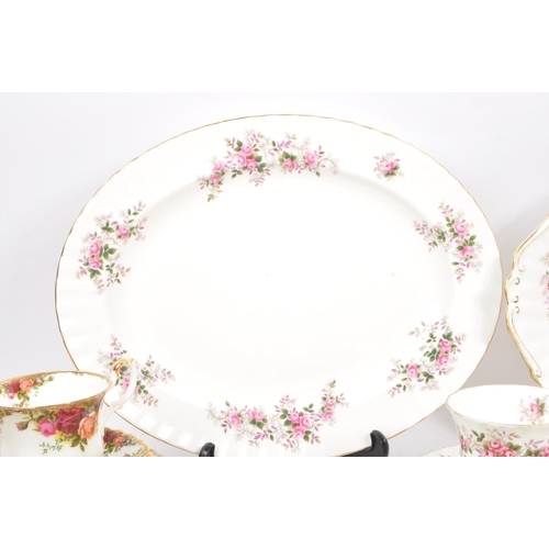 17 - Royal Albert - A 20th Century bone china porcelain tea service to include Old Country Roses pattern ... 