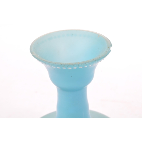 180 - Mary Gregory - A Victorian 19th Century Mary Gregory opaque coloured blue glass vase having white en... 