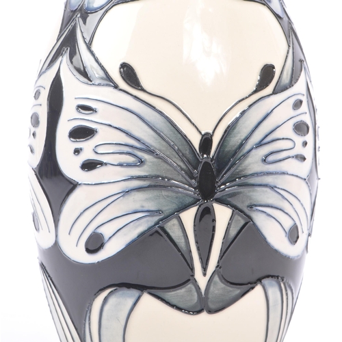 2 - Moorcroft - A china porcelain Moorcroft Pottery rounded vase with tapered top in Butterfly Tears pat... 