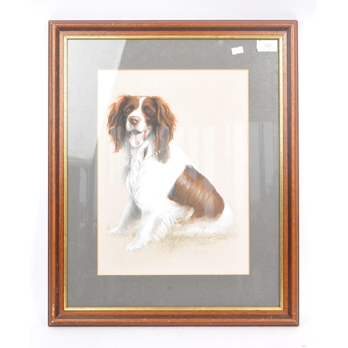 224 - A mid 20th century circa 1945 acrylic on board portrait of a spaniel dog painting. The painting depi... 