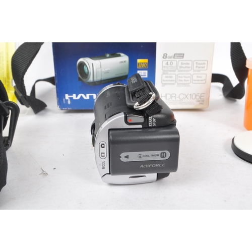 231 - Sony - An early 2000s circa 2009 Sony Handycam HDR-CX105E handheld digital camcorder. The camcorder ... 