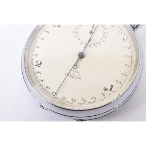 238 - A 20th Century Nero Lemania stopwatch / clock with engraved writing to back 'Proprieta Di Lamborghin... 