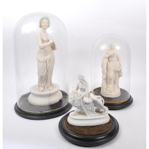 28 - Three vintage 20th century white porcelain china Neoclassical statue / figures. One examples with a ... 