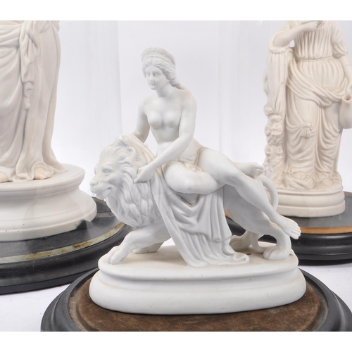 28 - Three vintage 20th century white porcelain china Neoclassical statue / figures. One examples with a ... 