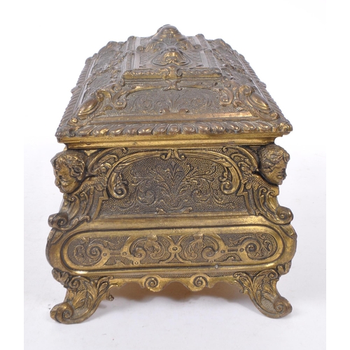 290 - An early 20th Century decorative Liberty / Art Nouveau style bronze jewellery box / casket of rectan... 