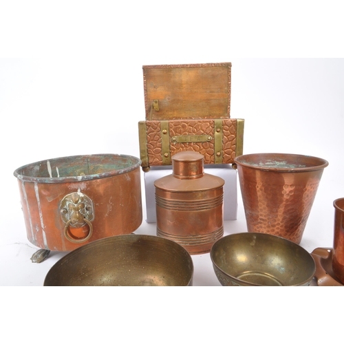 291 - A collection of 19th and 20th century copper decorative curios. The collection to include an ashtray... 