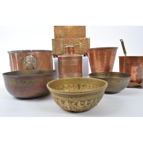 291 - A collection of 19th and 20th century copper decorative curios. The collection to include an ashtray... 