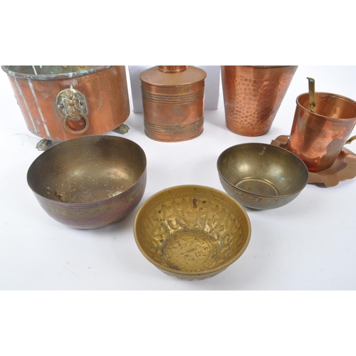 291 - A collection of 19th and 20th century copper decorative curios. The collection to include an ashtray... 