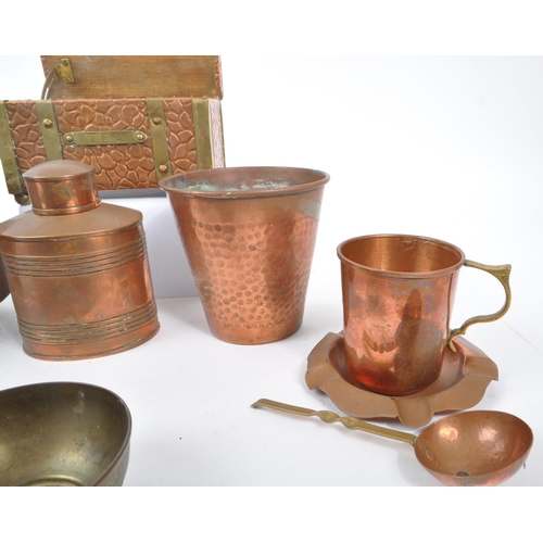 291 - A collection of 19th and 20th century copper decorative curios. The collection to include an ashtray... 