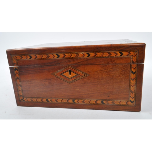 293 - A 19th century Victorian mahogany writing slope. The writing slope featuring marquetry inlaid border... 