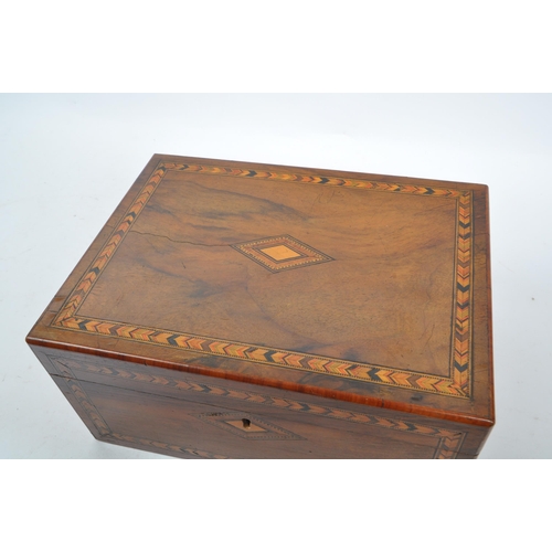 293 - A 19th century Victorian mahogany writing slope. The writing slope featuring marquetry inlaid border... 