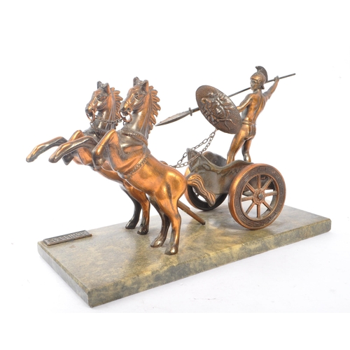 305 - A vintage 20th century statue / figure of Achilles (400 - 350BC). In the typical pose on cart with a... 