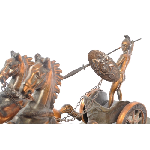 305 - A vintage 20th century statue / figure of Achilles (400 - 350BC). In the typical pose on cart with a... 