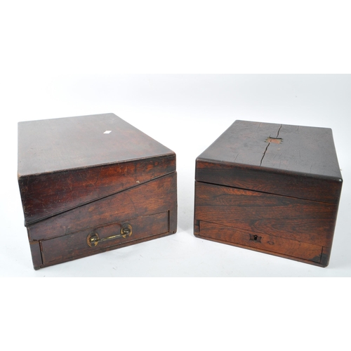 311 - A late 19th century Victorian mahogany writing slope and vanity box. The vanity box having an appoin... 