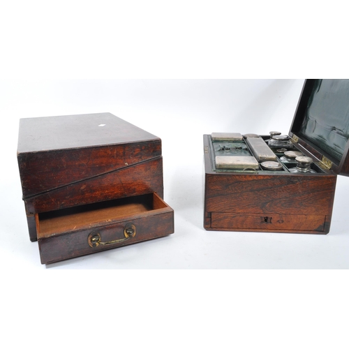 311 - A late 19th century Victorian mahogany writing slope and vanity box. The vanity box having an appoin... 