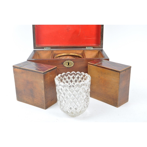 330 - A 19th century mahogany tea caddy. Rectangular form with fully appointed interior with caddies and m... 