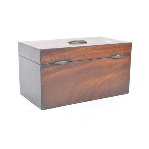 330 - A 19th century mahogany tea caddy. Rectangular form with fully appointed interior with caddies and m... 