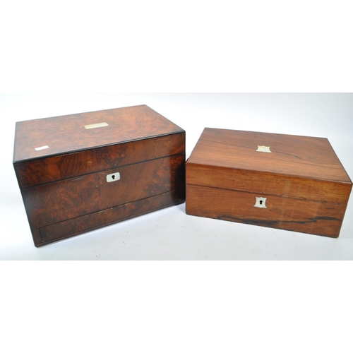 341 - A 19th century rosewood ladies' workbox with mother of pearl cartouche having full appointed interio... 