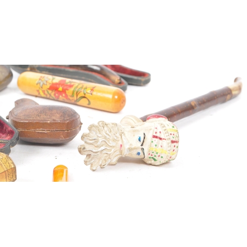 349 - A collection of vintage 19th century and 20th century smoking pipes to include carved wooden example... 