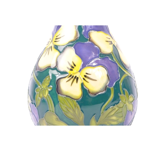 35 - Moorcroft - Sue Pointon - A late 20th century Moorcroft Heartsease / Pansy vase designed by Sue Poin... 