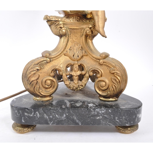 357 - An early 20th century Neoclassical table electric lamp light. Having a gilt foliate column with ligh... 