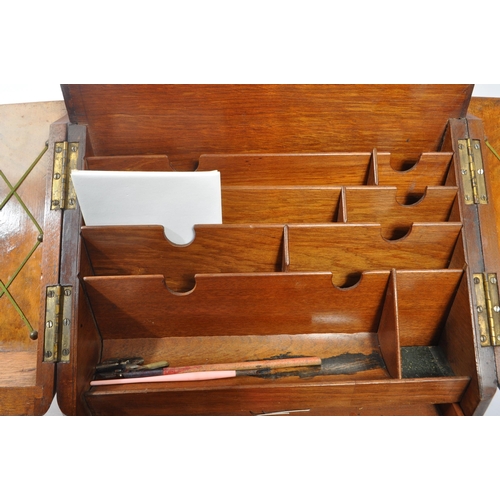 367 - Early 20th century burr walnut stationary / desk tidy box. Having a fitted interior with envelope / ... 