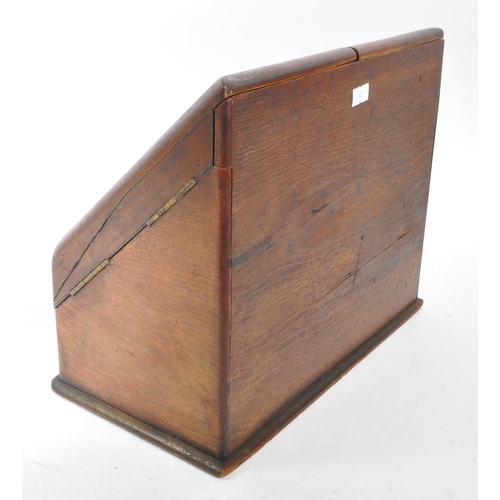 367 - Early 20th century burr walnut stationary / desk tidy box. Having a fitted interior with envelope / ... 