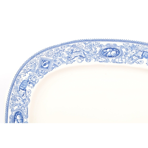 38 - Mulberry - A Mulberry blue and white china meat platter. The platter of rectangular form, featuring ... 