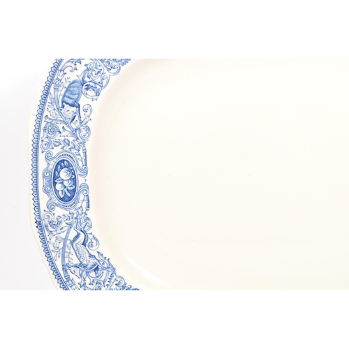 38 - Mulberry - A Mulberry blue and white china meat platter. The platter of rectangular form, featuring ... 