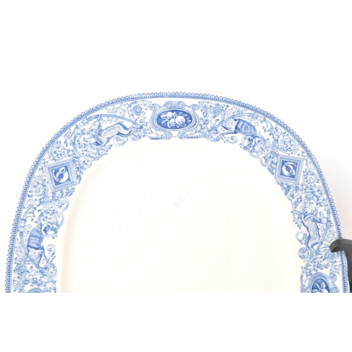 38 - Mulberry - A Mulberry blue and white china meat platter. The platter of rectangular form, featuring ... 