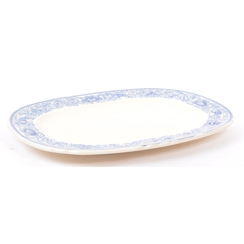 38 - Mulberry - A Mulberry blue and white china meat platter. The platter of rectangular form, featuring ... 