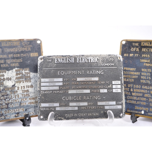 381 - A collection of early 20th century brass and metal electrical plaques. The collection to include exa... 