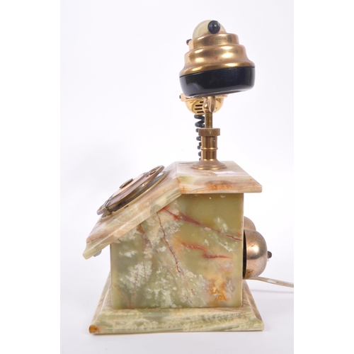 391 - A vintage 20th Century circa. 1930s marble onyx and brass telephone with rotary dial and cord to han... 