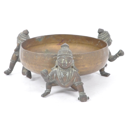 397 - An Indian bronze Balakrishna sculptural censer. The censer of rounded form, with concentric ring etc... 