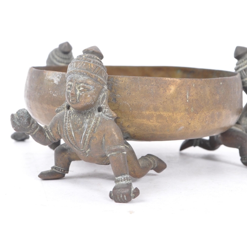 397 - An Indian bronze Balakrishna sculptural censer. The censer of rounded form, with concentric ring etc... 