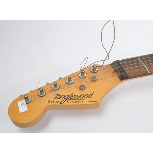 409 - Tanglewood - A 20th Century Stratocaster style left handed electric guitar having sunburst finish an... 