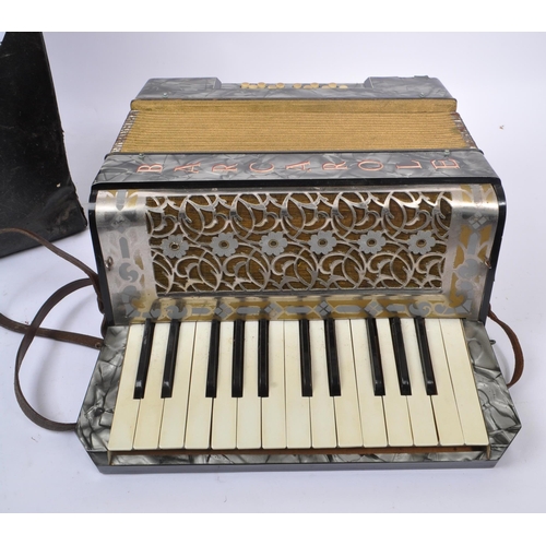 412 - Barcarole - A German piano accordion / squeezebox musical instrument with blue pearline / marble eff... 