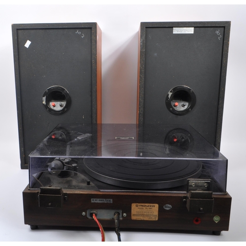 440 - Pioneer - A 20th century circa 1980s Pioneer PL-120 belt drive turntable with a pair of Wharfdale Li... 