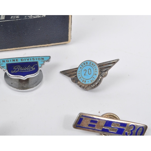 444 - Of Local Interest - A collection of aeroplane long serving Bristol silver pin badges. To include the... 