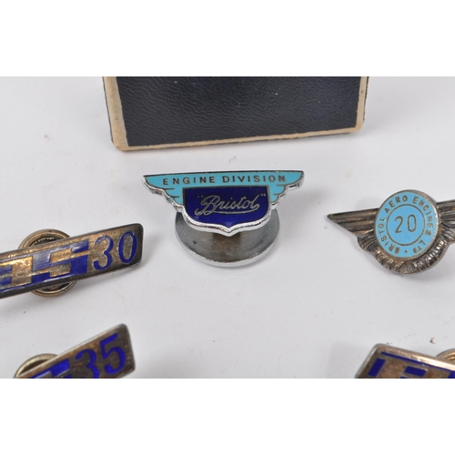 444 - Of Local Interest - A collection of aeroplane long serving Bristol silver pin badges. To include the... 