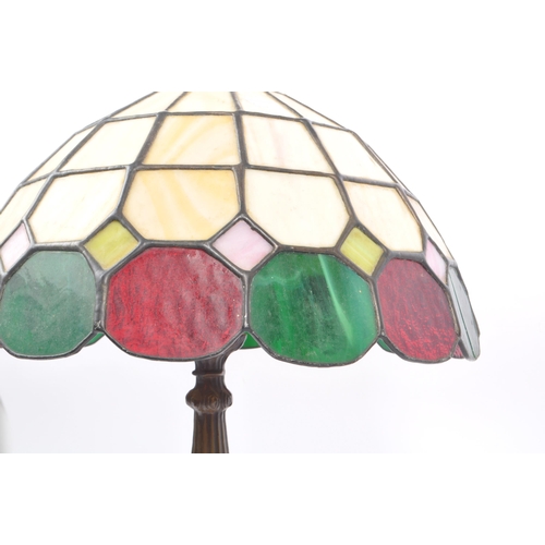 449 - Tiffany style - A 20th Century tiffany style bistro desk / table lamp of domed form having green and... 