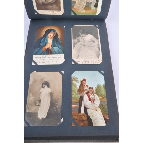 457 - Postcard collection in old style slot-in album. Early 20th century cards (256) mostly circa WWI depi... 